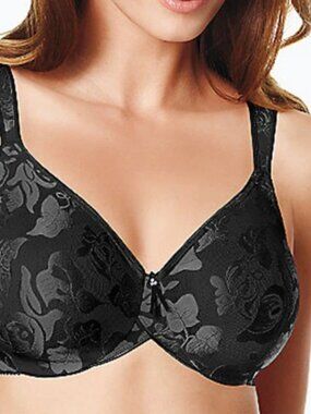 Wacoal Bra 85567Awareness Full Coverage Underwire Floral Jacquard Black 34D